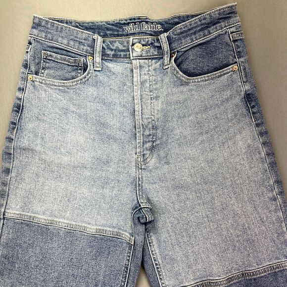 Wild Fable High Rise Straight Leg Jeans Women’s Size 8 Blue Button‎ Fly Raw Hem - Picture 2 of 14